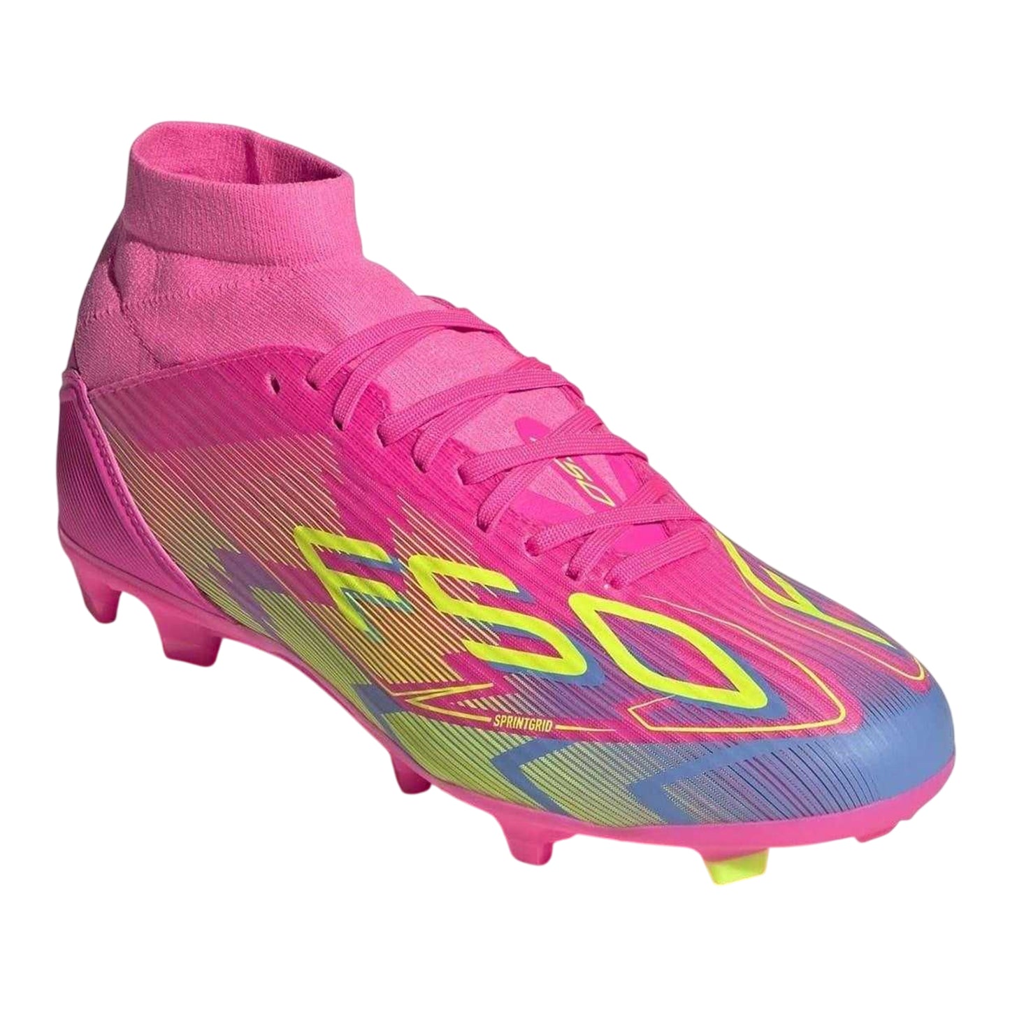 Pink-Yellow - Pack Shot - Adidas Womens-Ladies F50 League Firm Ground Football Boots