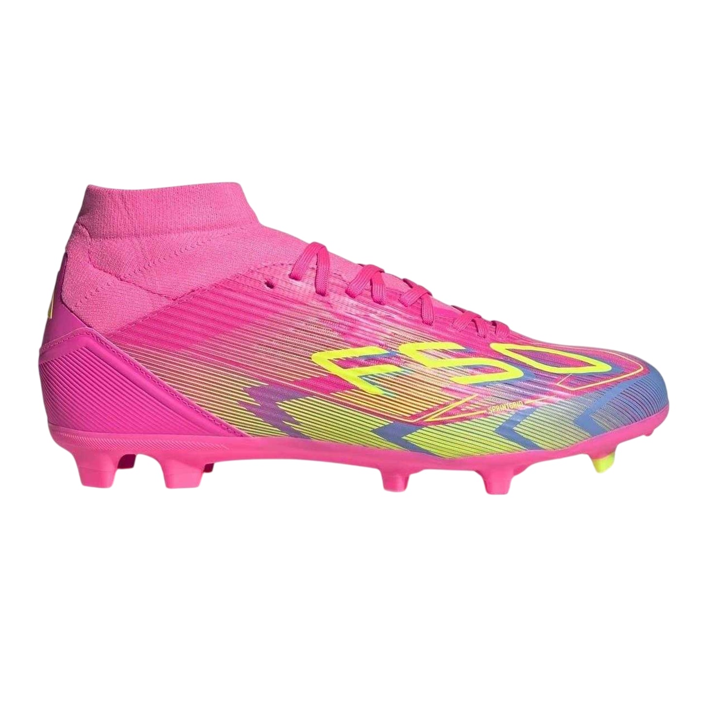 Pink-Yellow - Front - Adidas Womens-Ladies F50 League Firm Ground Football Boots