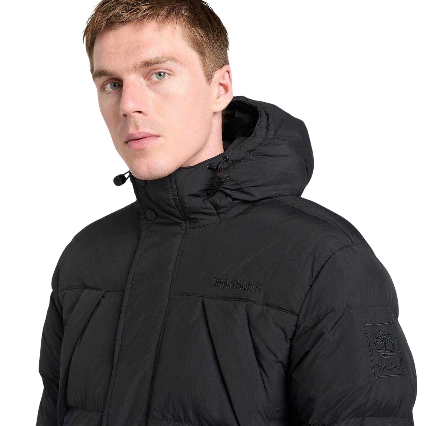 Black - Side - Timberland Mens Water Repellent Hooded Puffer Jacket