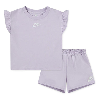 Purple - Front - Nike Childrens-Kids French Terry Top & Skirt Set