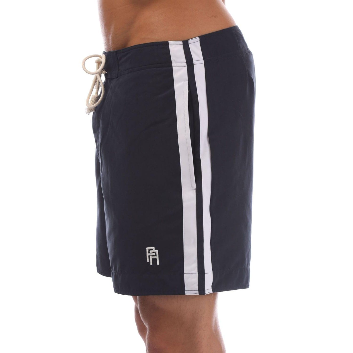 Navy-White - Lifestyle - Palm Angels Mens Monogram Swim Shorts