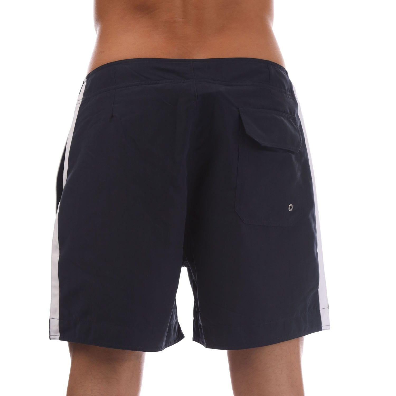 Navy-White - Back - Palm Angels Mens Monogram Swim Shorts