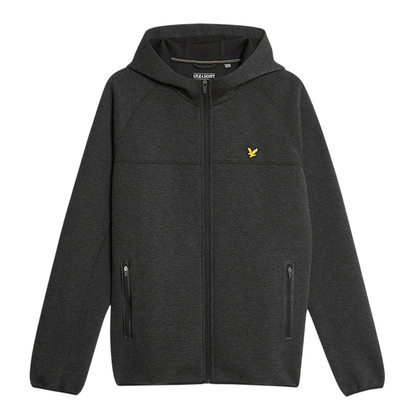 Black - Front - Lyle & Scott Mens Logo Raglan Full Zip Hoodie