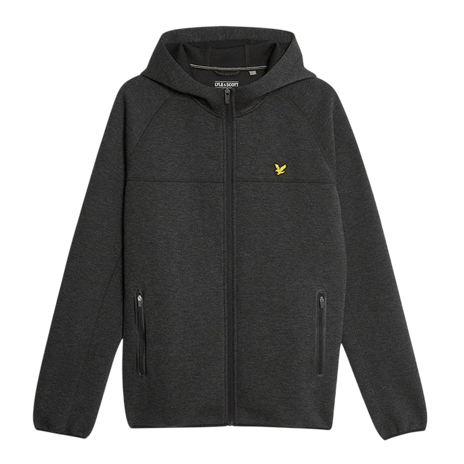 Black - Front - Lyle & Scott Mens Logo Raglan Full Zip Hoodie