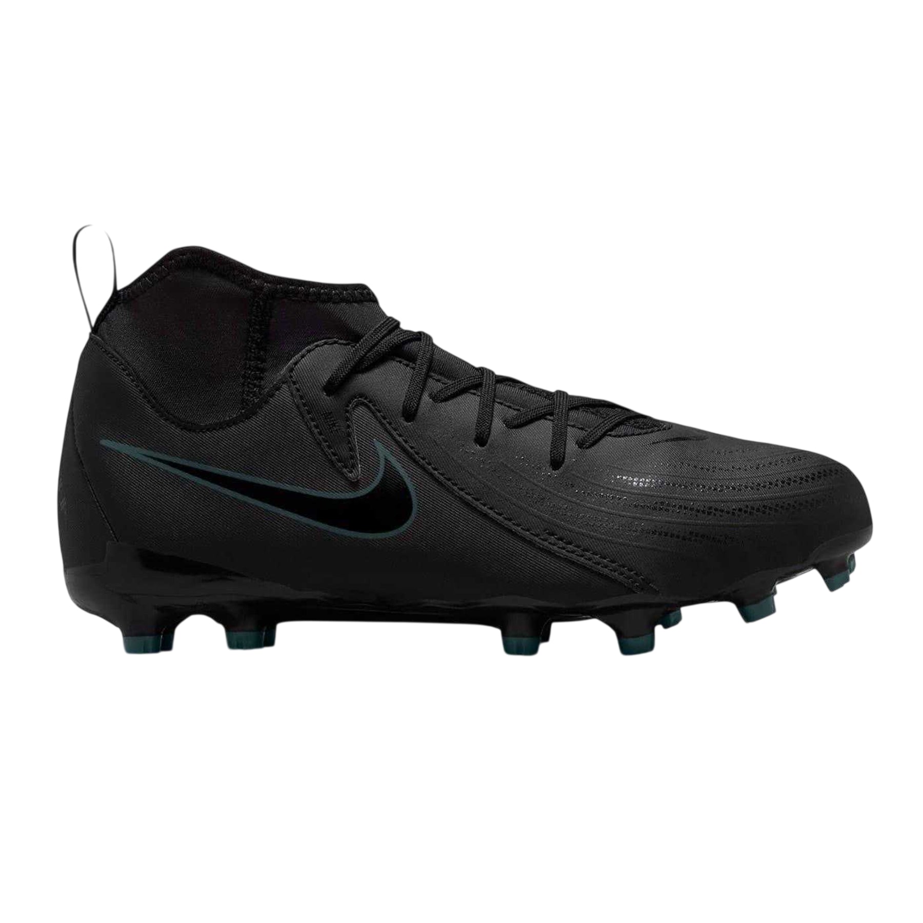 Black-Green - Front - Nike Childrens-Kids Phantom Luna II Academy Firm Ground Football Boots
