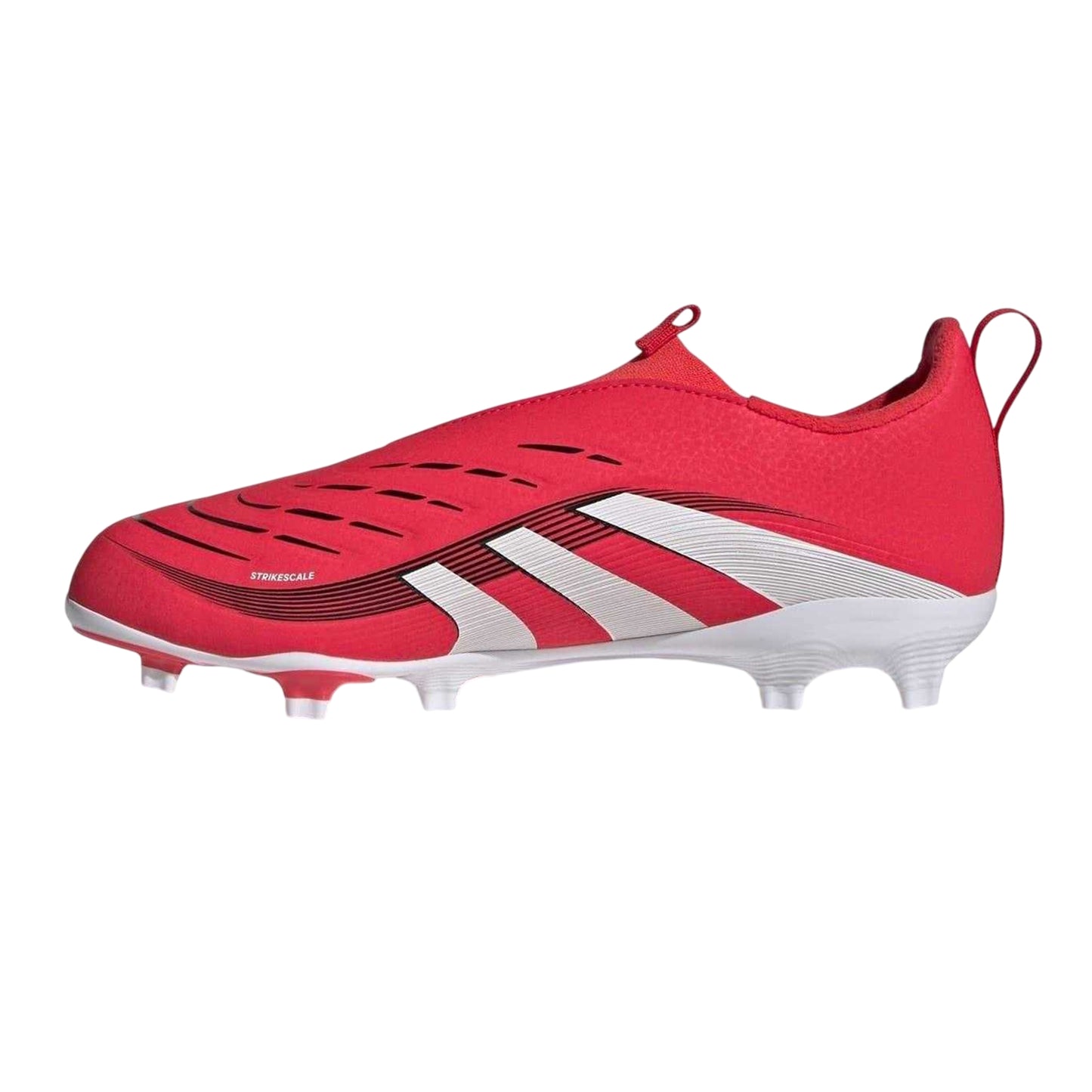 Red-White - Side - Adidas Childrens-Kids Predator 3 Firm Ground Football Boots