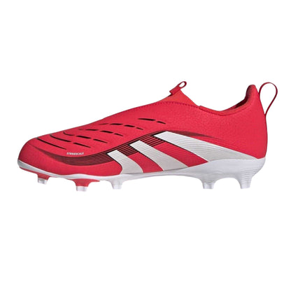 Red-White - Side - Adidas Childrens-Kids Predator 3 Firm Ground Football Boots