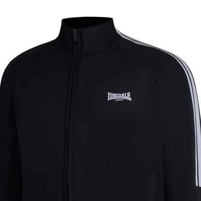 Black - Side - Lonsdale Mens Double Stripe Raglan Track Top