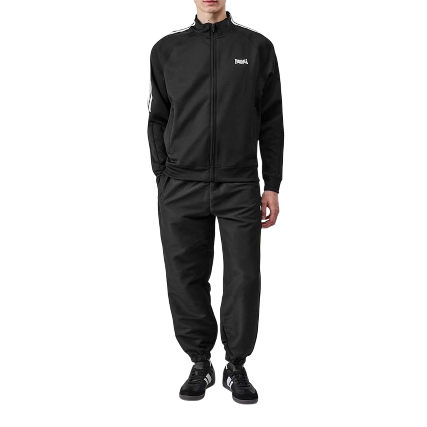 Black - Lifestyle - Lonsdale Mens Double Stripe Raglan Track Top