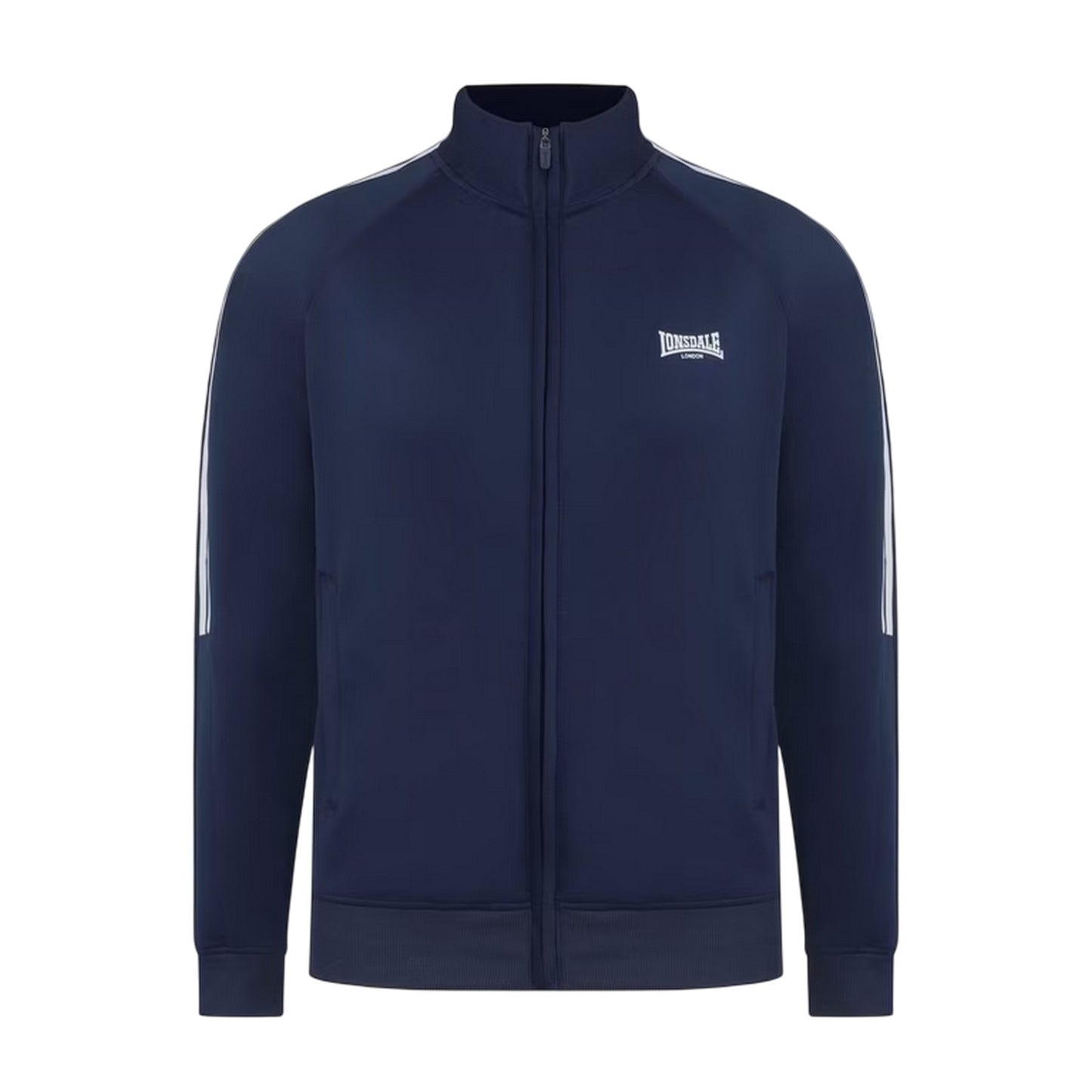 Navy - Front - Lonsdale Mens Double Stripe Raglan Track Top