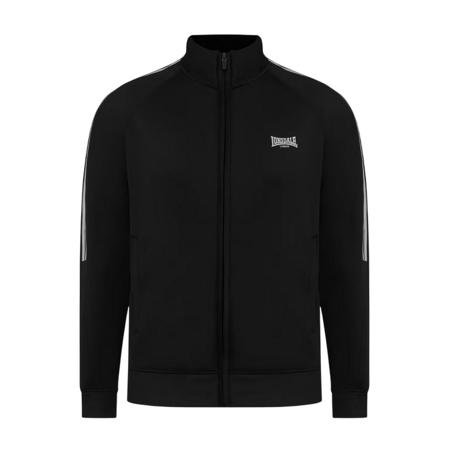 Black - Front - Lonsdale Mens Double Stripe Raglan Track Top