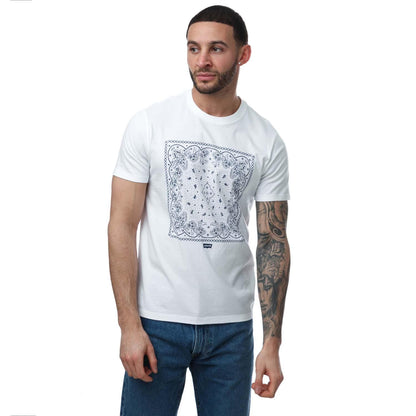White - Front - Levis Mens Bandana Print Crew Neck T-Shirt