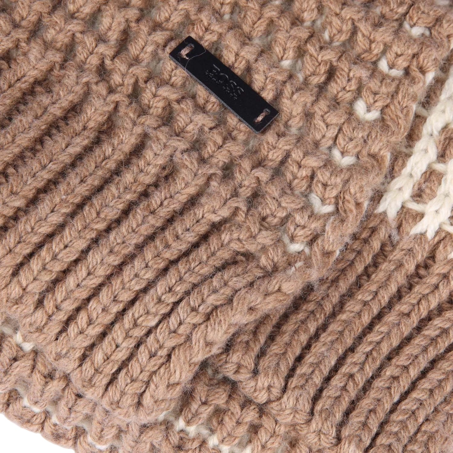 Beige - Back - Boss Womens-Ladies Namato Two Tone Chunky Knit Scarf