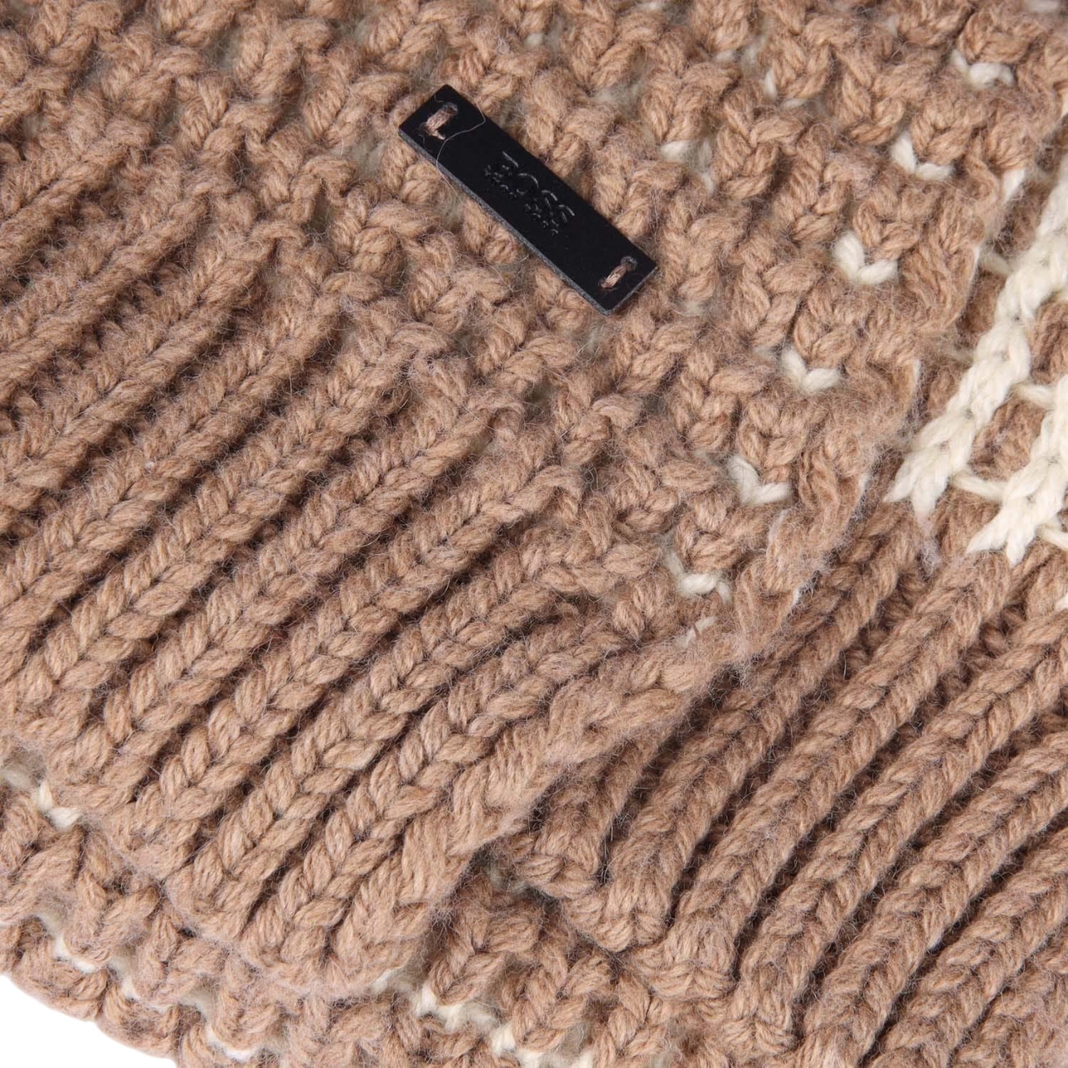 Beige - Back - Boss Womens-Ladies Namato Two Tone Chunky Knit Scarf