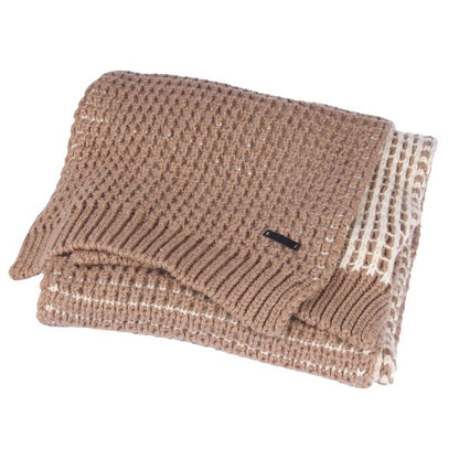 Beige - Side - Boss Womens-Ladies Namato Two Tone Chunky Knit Scarf