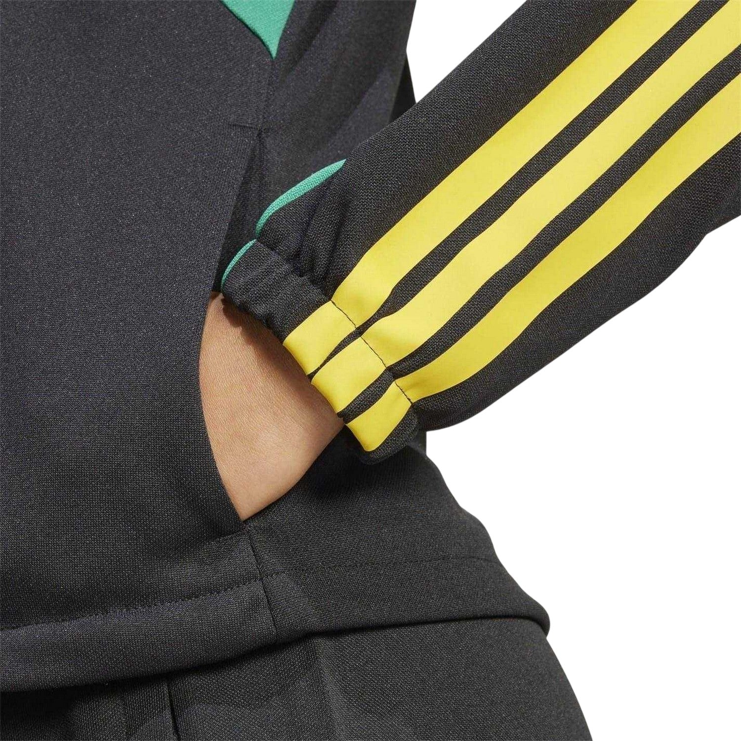 Black-Gold-Green - Lifestyle - Adidas Womens-Ladies Colour Block Mock Neck Track Jacket