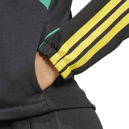 Black-Gold-Green - Lifestyle - Adidas Womens-Ladies Colour Block Mock Neck Track Jacket