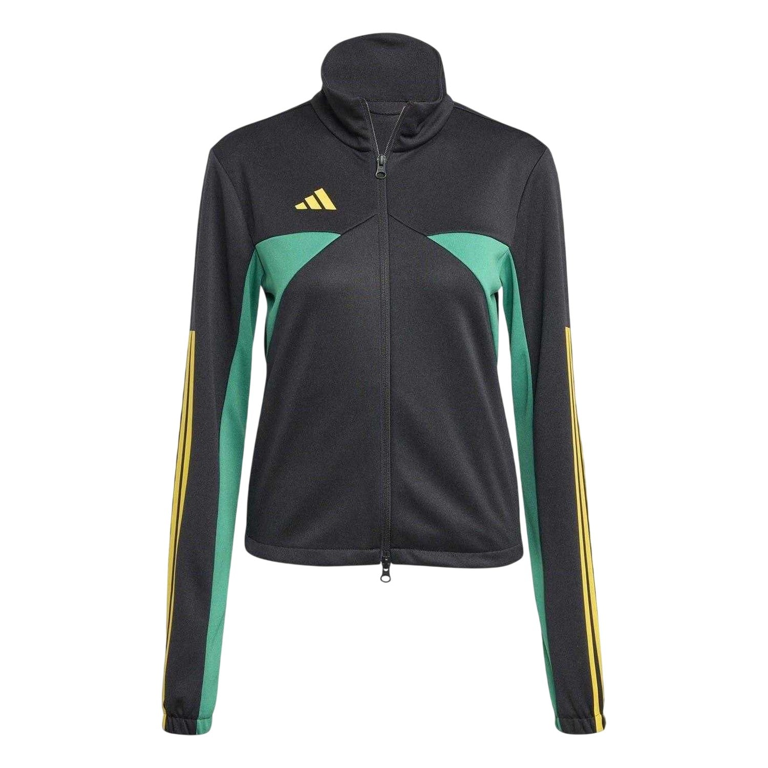Black-Gold-Green - Front - Adidas Womens-Ladies Colour Block Mock Neck Track Jacket
