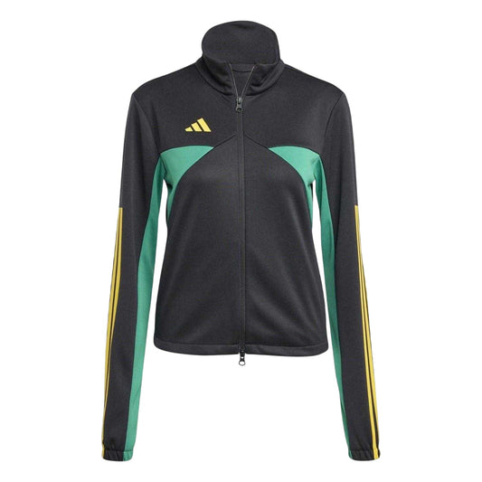 Black-Gold-Green - Front - Adidas Womens-Ladies Colour Block Mock Neck Track Jacket