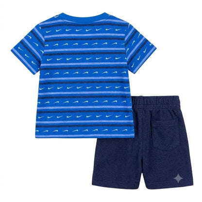 Midnight Navy - Back - Nike Baby Boys Stripe T-Shirt & Shorts Set