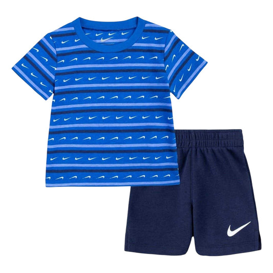 Midnight Navy - Front - Nike Baby Boys Stripe T-Shirt & Shorts Set