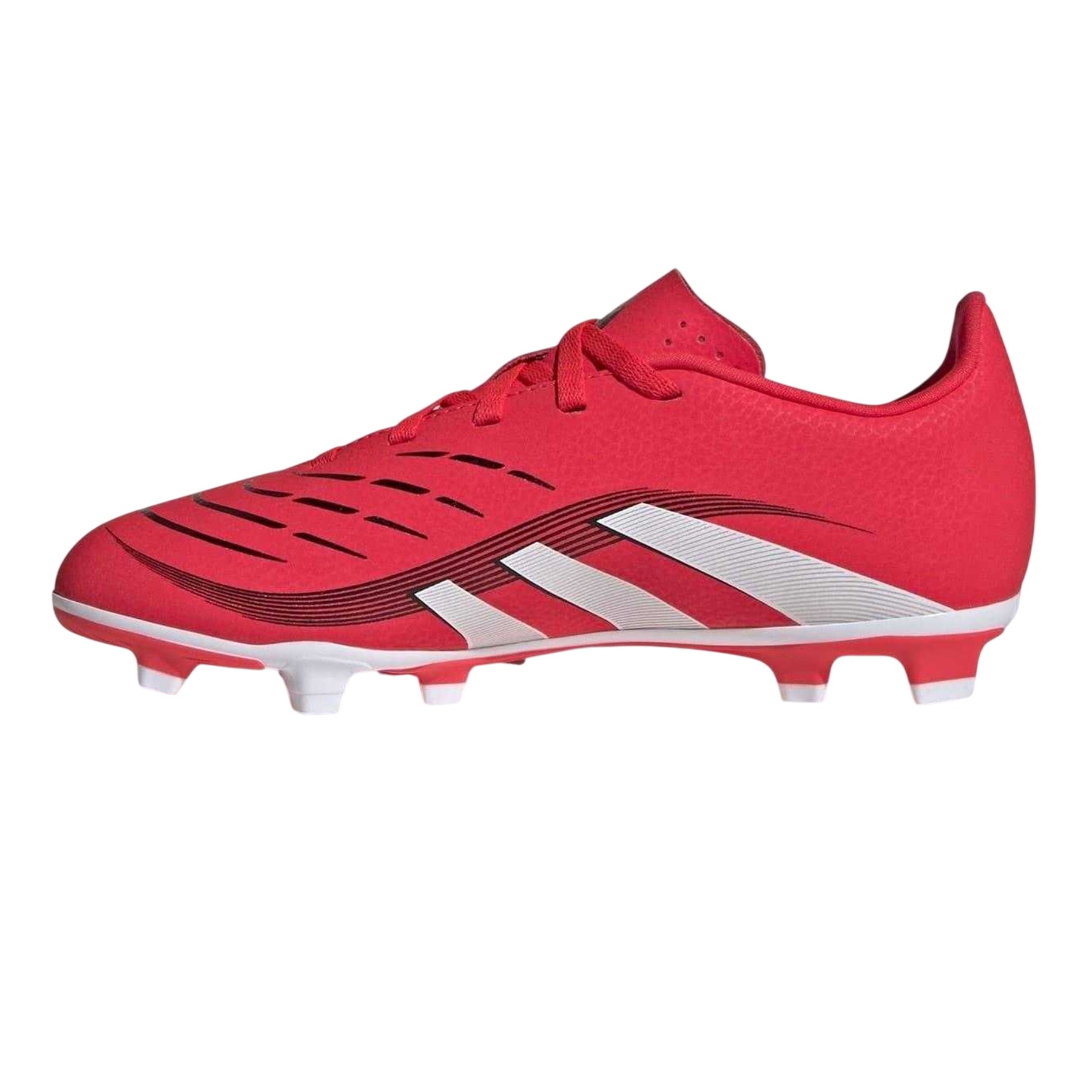 Red-White - Side - Adidas Childrens-Kids Predator 4 Firm Ground Football Boots