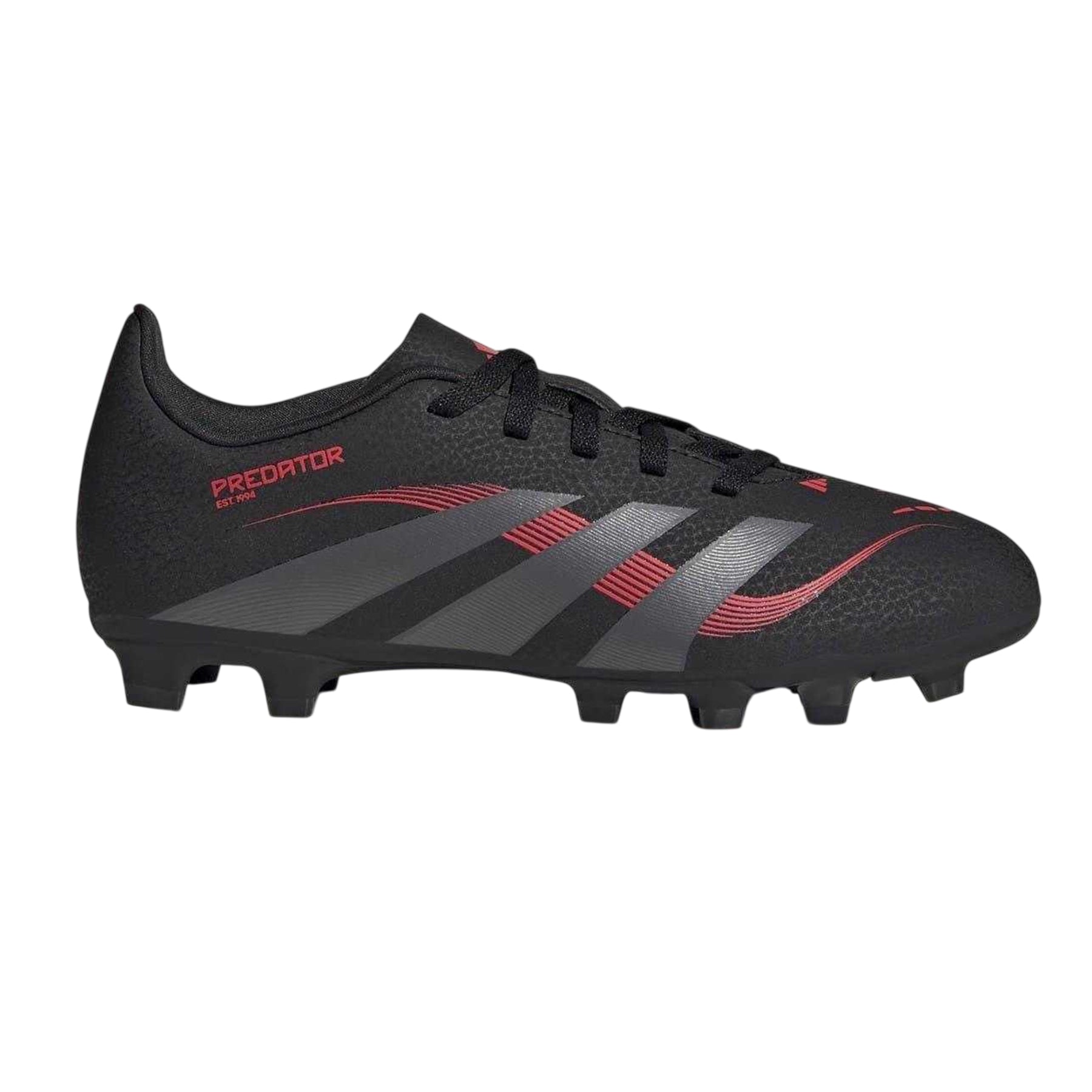 Black-Grey - Front - Adidas Childrens-Kids Predator 4 Firm Ground Football Boots