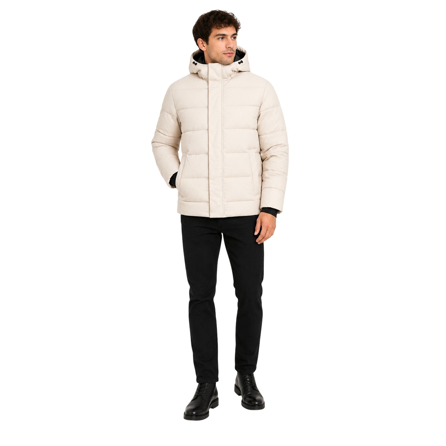 Moonbeam - Lifestyle - Jack And Jones Mens Colour Block Ribbed Hooded Puffer Jacket