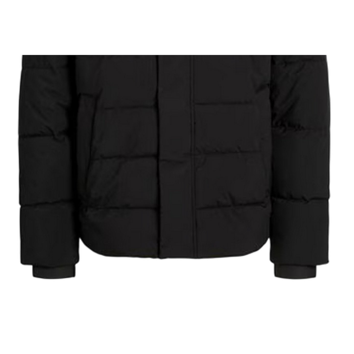 Black - Side - Jack And Jones Mens Colour Block Ribbed Hooded Puffer Jacket