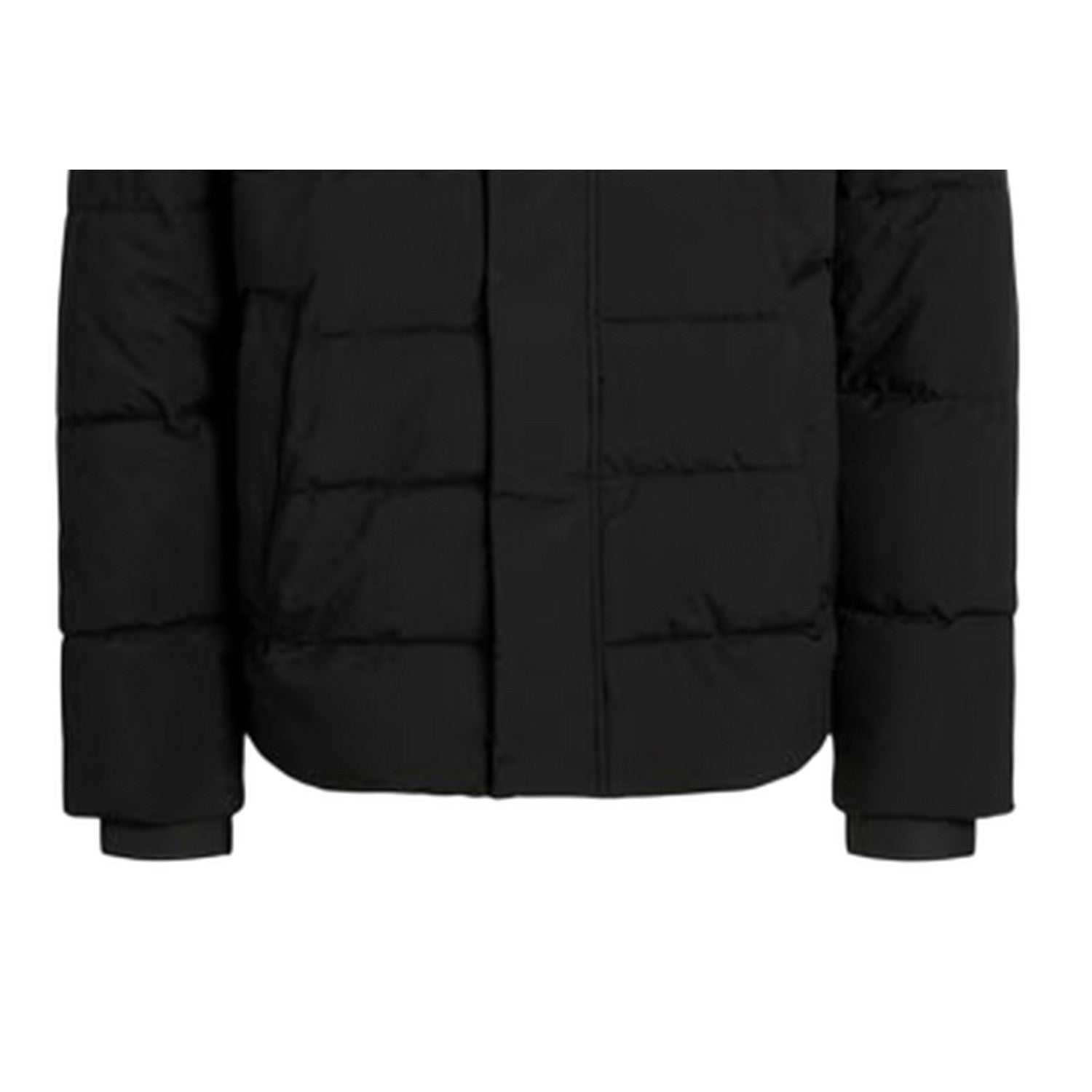 Black - Side - Jack And Jones Mens Colour Block Ribbed Hooded Puffer Jacket