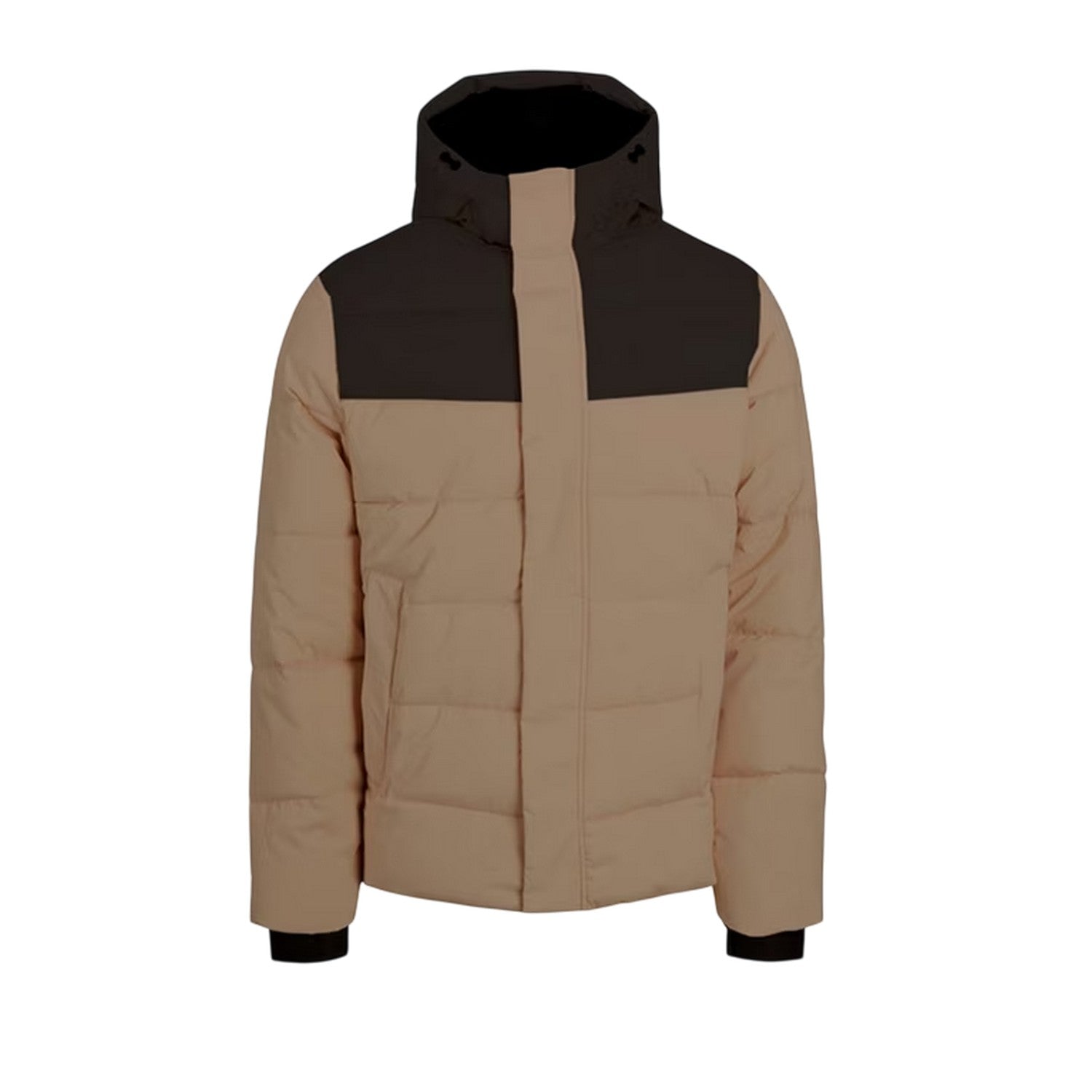 Crockery - Front - Jack And Jones Mens Colour Block Ribbed Hooded Puffer Jacket