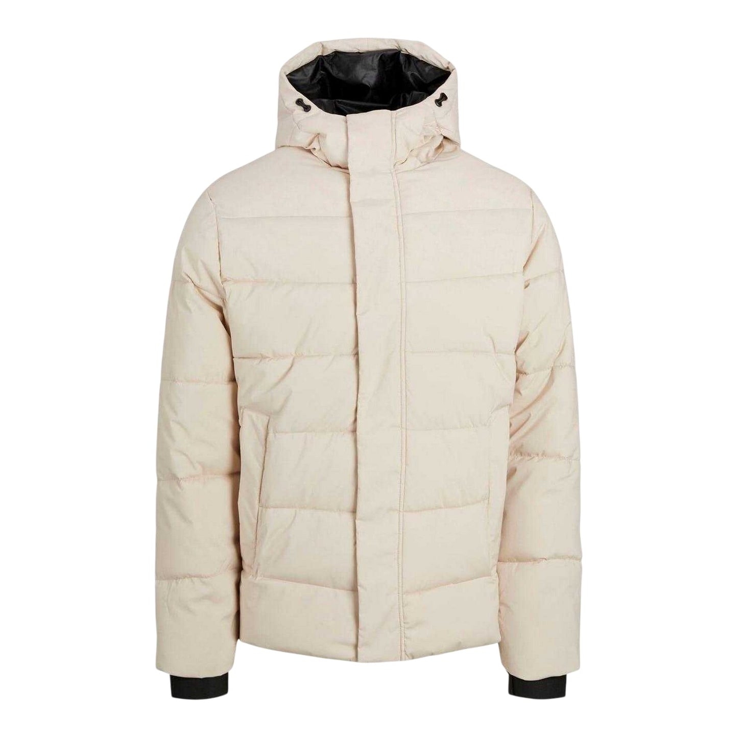 Moonbeam - Front - Jack And Jones Mens Colour Block Ribbed Hooded Puffer Jacket