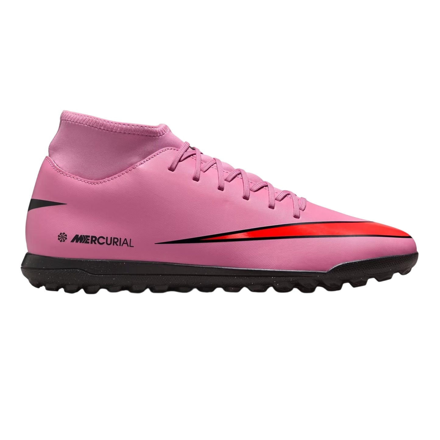 Pink-Black - Front - Nike Childrens-Kids Mercurial Superfly 10 High-top Football Boots