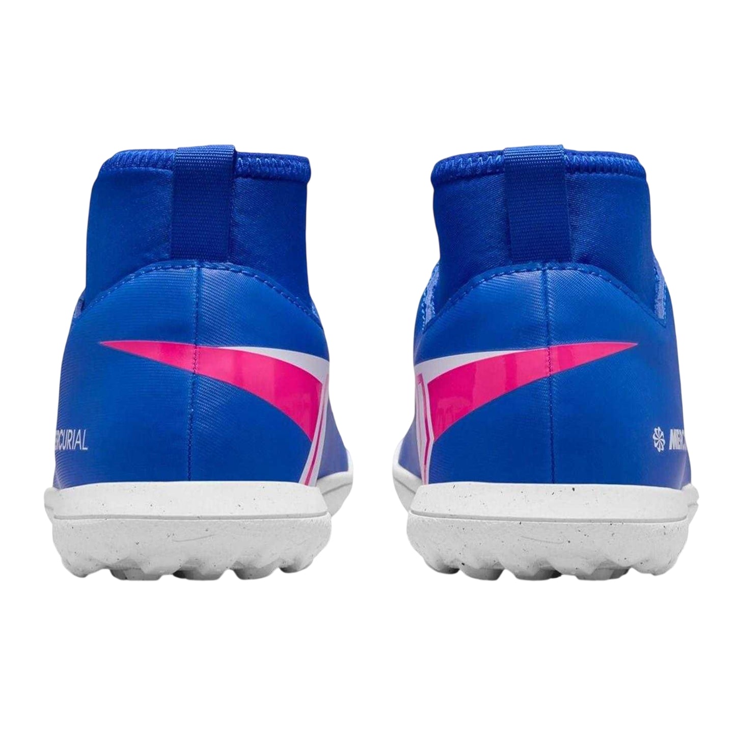 Blue-White-Pink - Back - Nike Childrens-Kids Mercurial Superfly 10 High-top Football Boots
