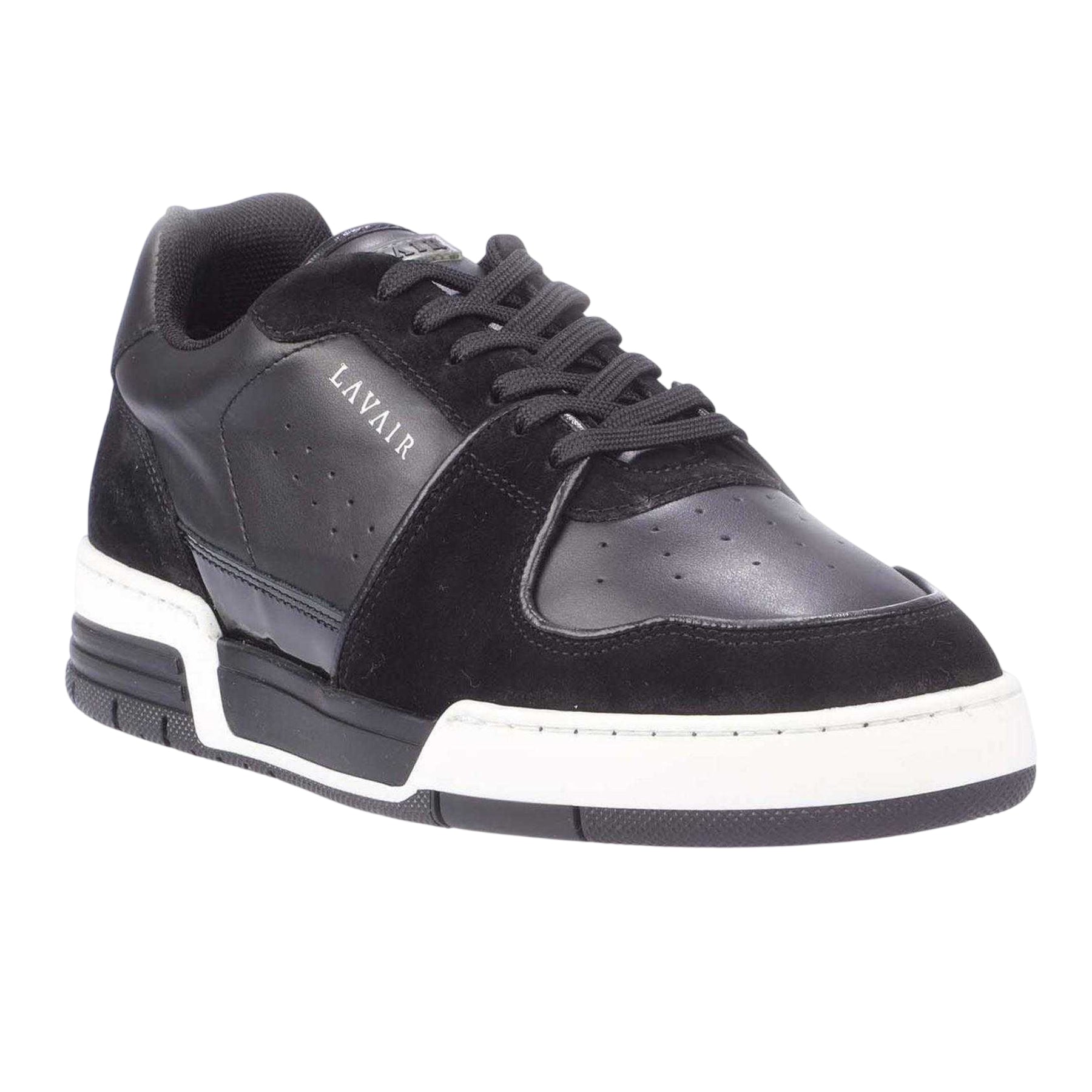 White-Black - Side - Lavair Mens Vadum Nappa Leather Trainers