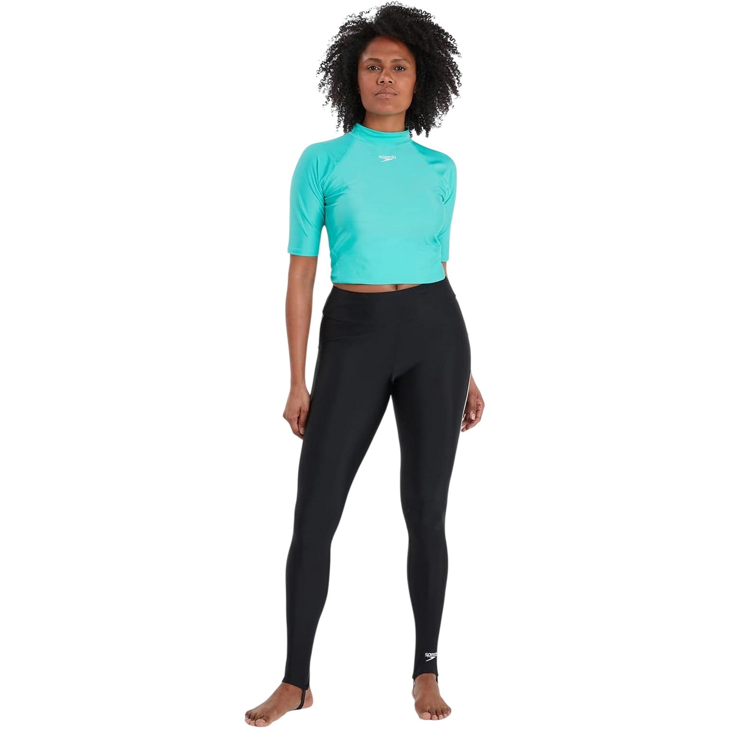 Black-White - Side - Speedo Womens-Ladies Regular Swimwear