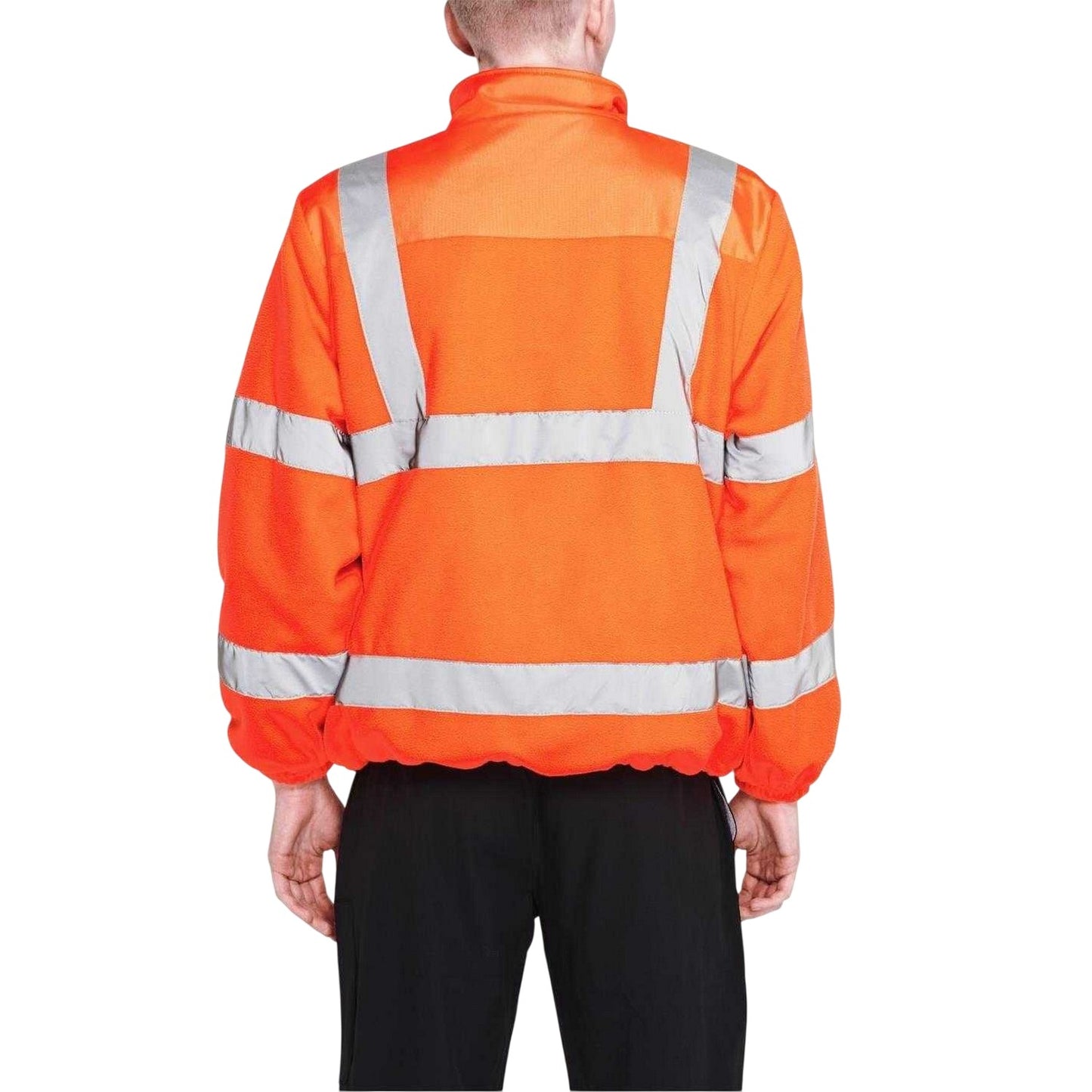 Orange - Back - Dunlop Mens Hi-Vis Fleece Jacket