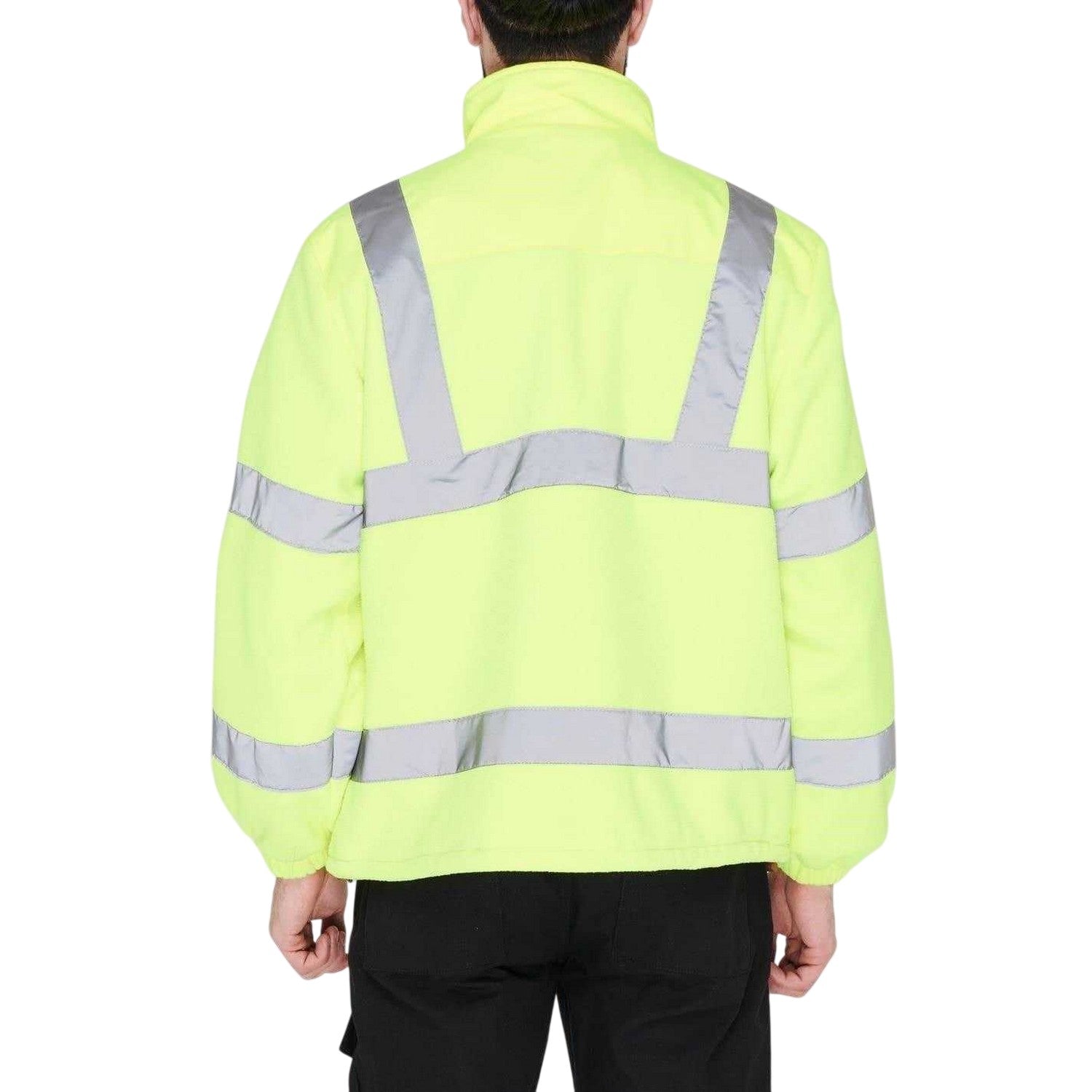 Yellow - Back - Dunlop Mens Hi-Vis Fleece Jacket