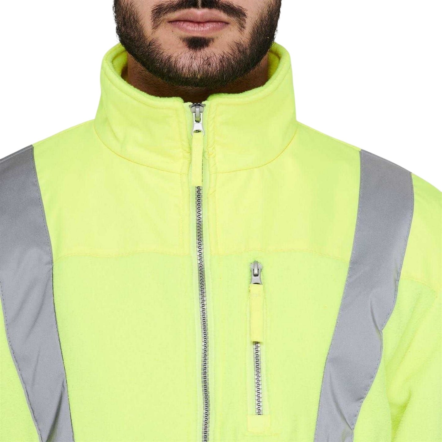 Yellow - Side - Dunlop Mens Hi-Vis Fleece Jacket