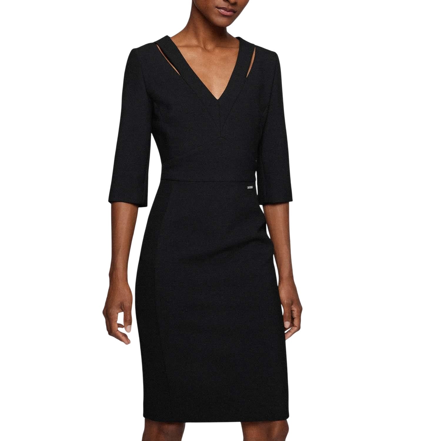 Black - Side - Boss Womens-Ladies Dilira1 3-4 Sleeve Dress