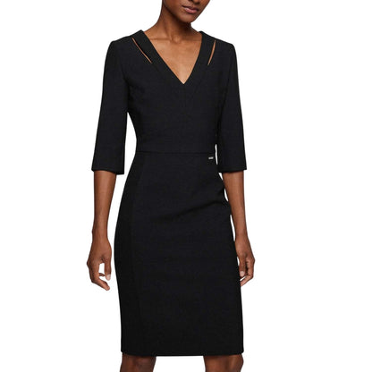 Black - Side - Boss Womens-Ladies Dilira1 3-4 Sleeve Dress