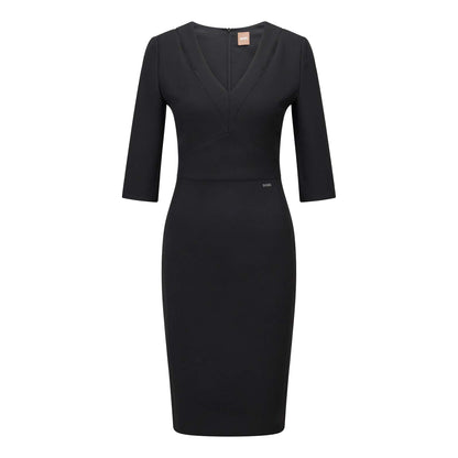 Black - Front - Boss Womens-Ladies Dilira1 3-4 Sleeve Dress