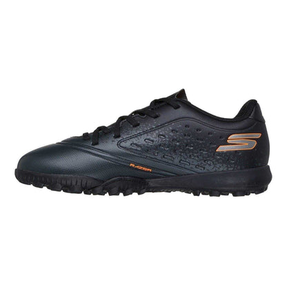 Black-Orange - Back - Skechers Childrens-Kids Razor Artificial Ground Football Boots