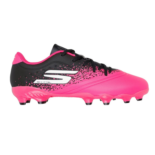 Pink-Black - Front - Skechers Childrens-Kids Razor Artificial Ground Football Boots