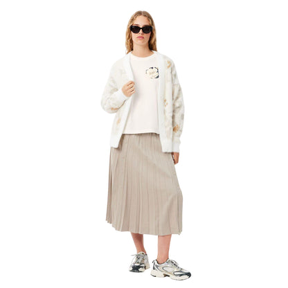 White - Pack Shot - Lacoste Womens-Ladies Flower Cotton Oversized T-Shirt