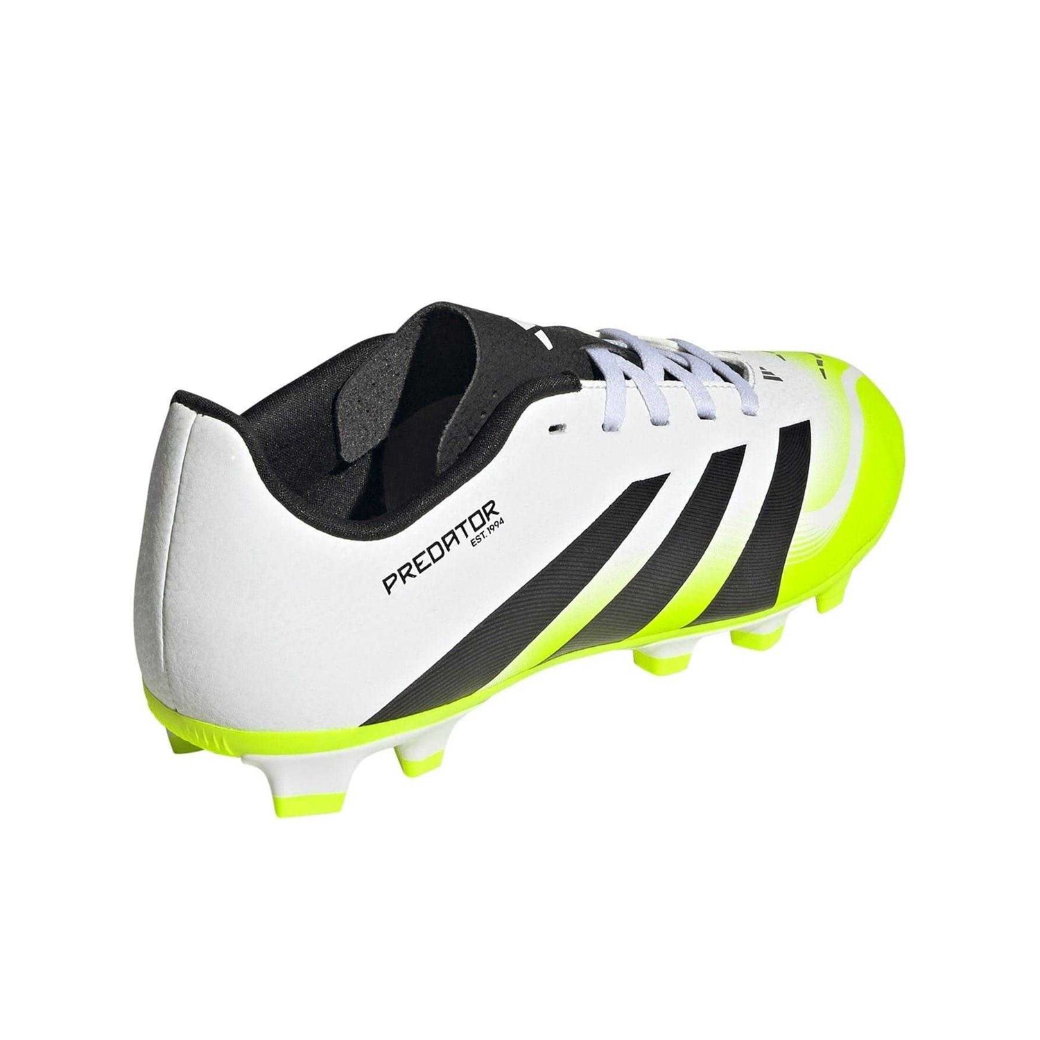 White-Black-Lemon - Back - Adidas Childrens-Kids Predator Club Firm Ground Football Boots