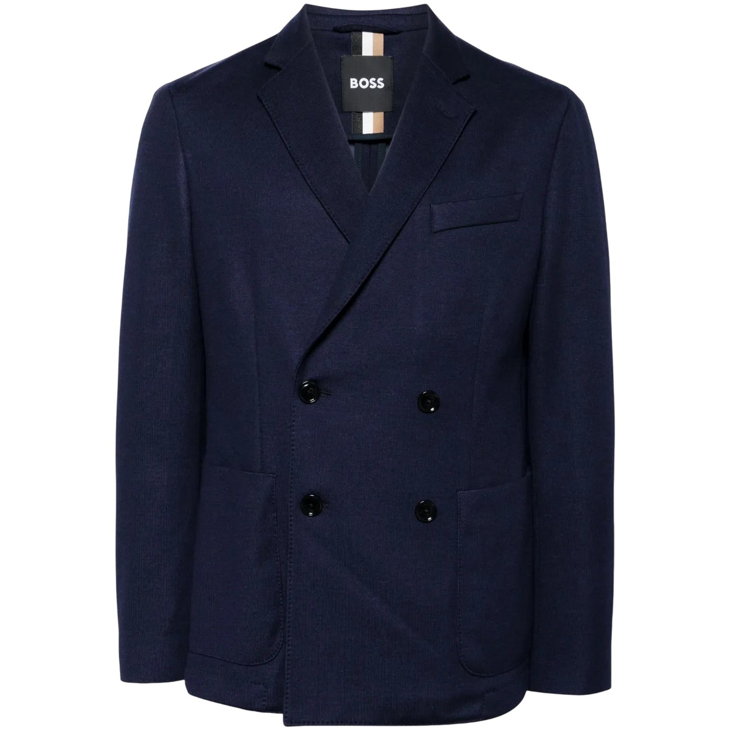 Dark Blue - Front - Boss Mens Double-Breasted Blazer