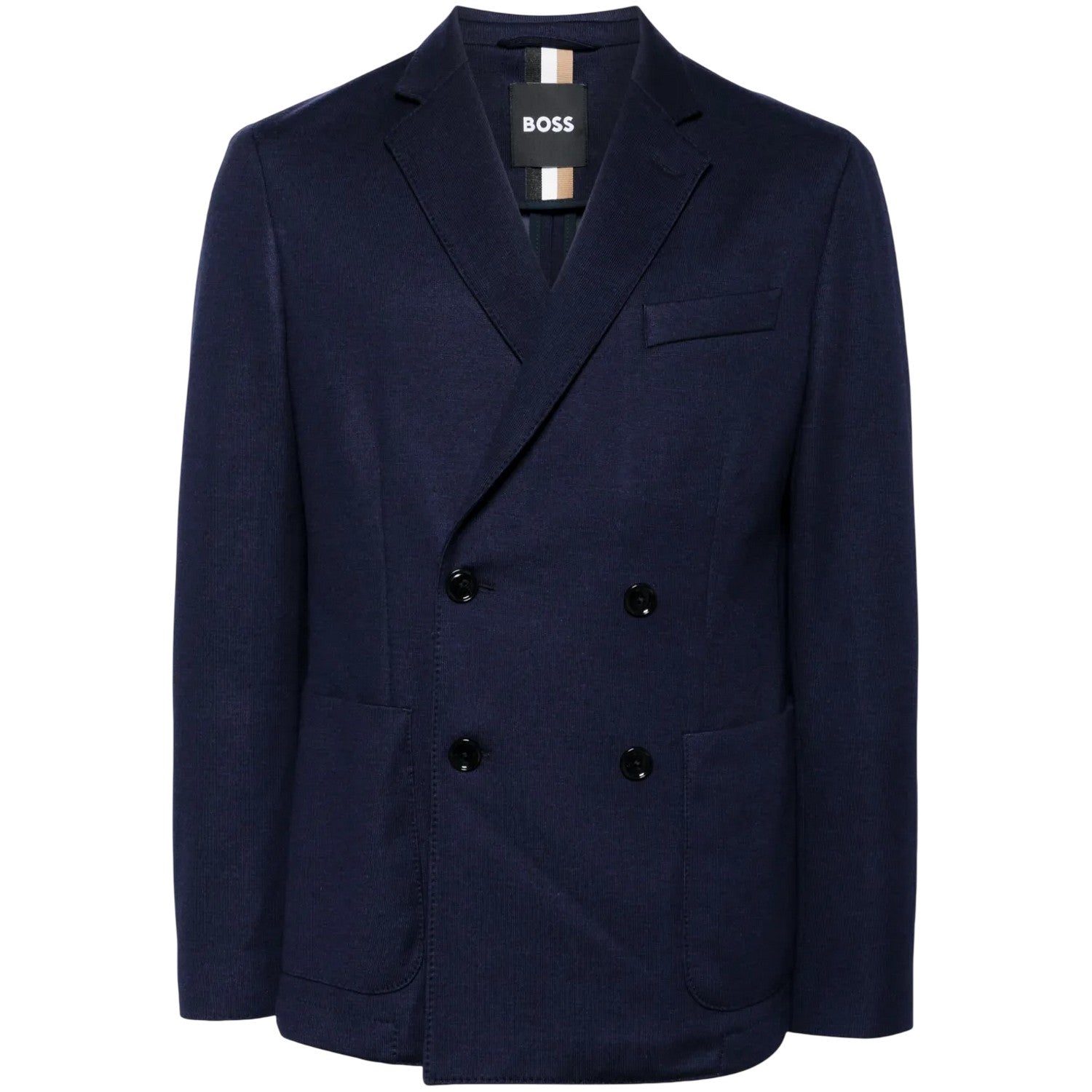 Dark Blue - Front - Boss Mens Double-Breasted Blazer