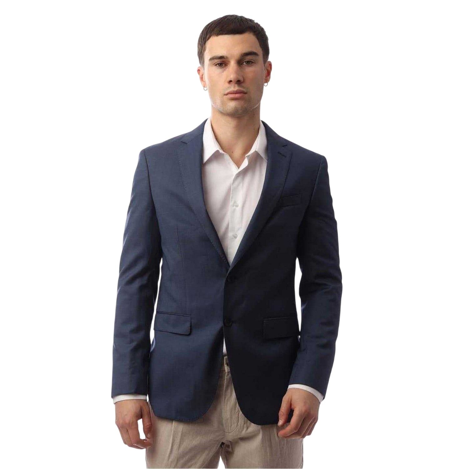 Navy - Front - Boss Mens Novan6 Single-Breasted Slim Blazer