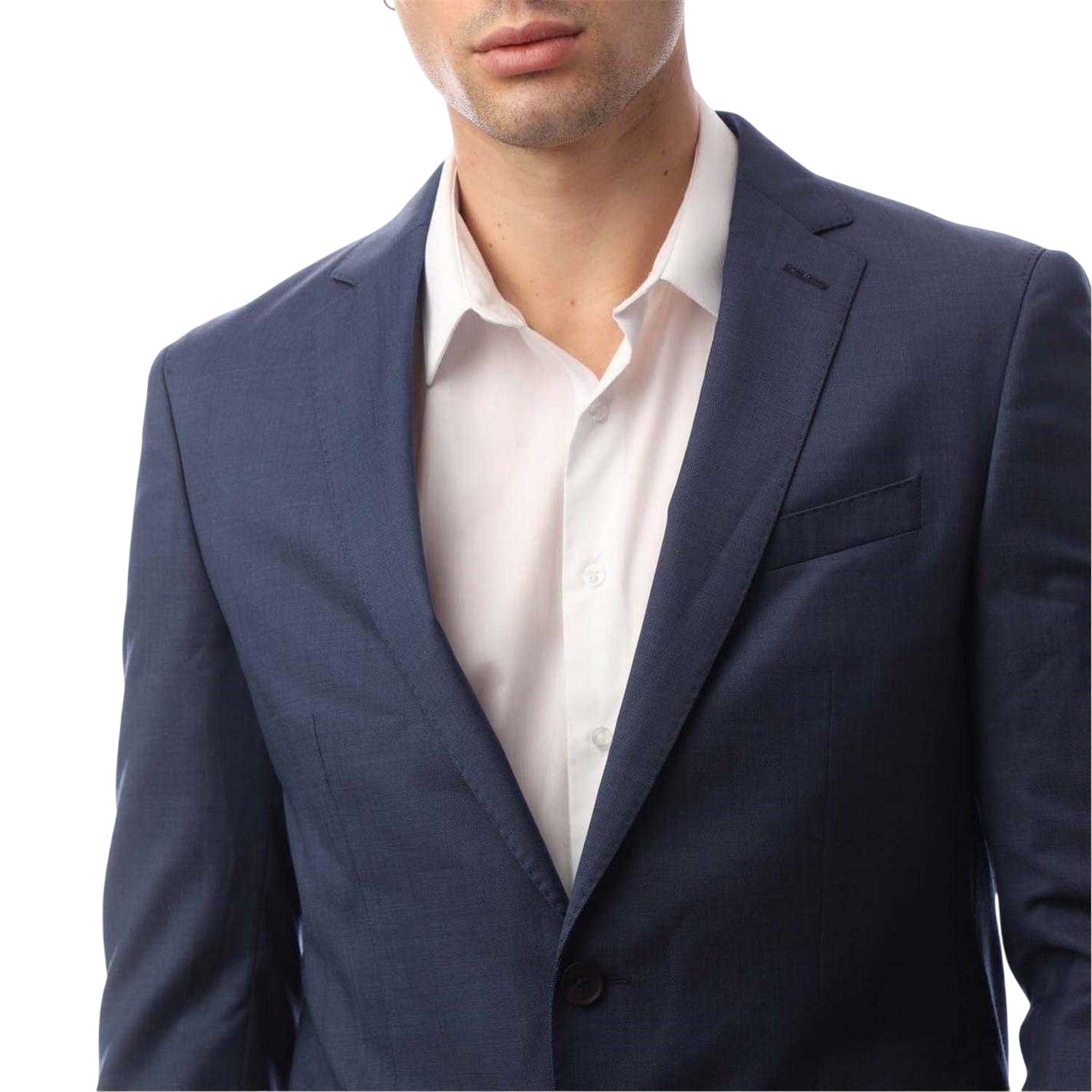 Navy - Side - Boss Mens Novan6 Single-Breasted Slim Blazer